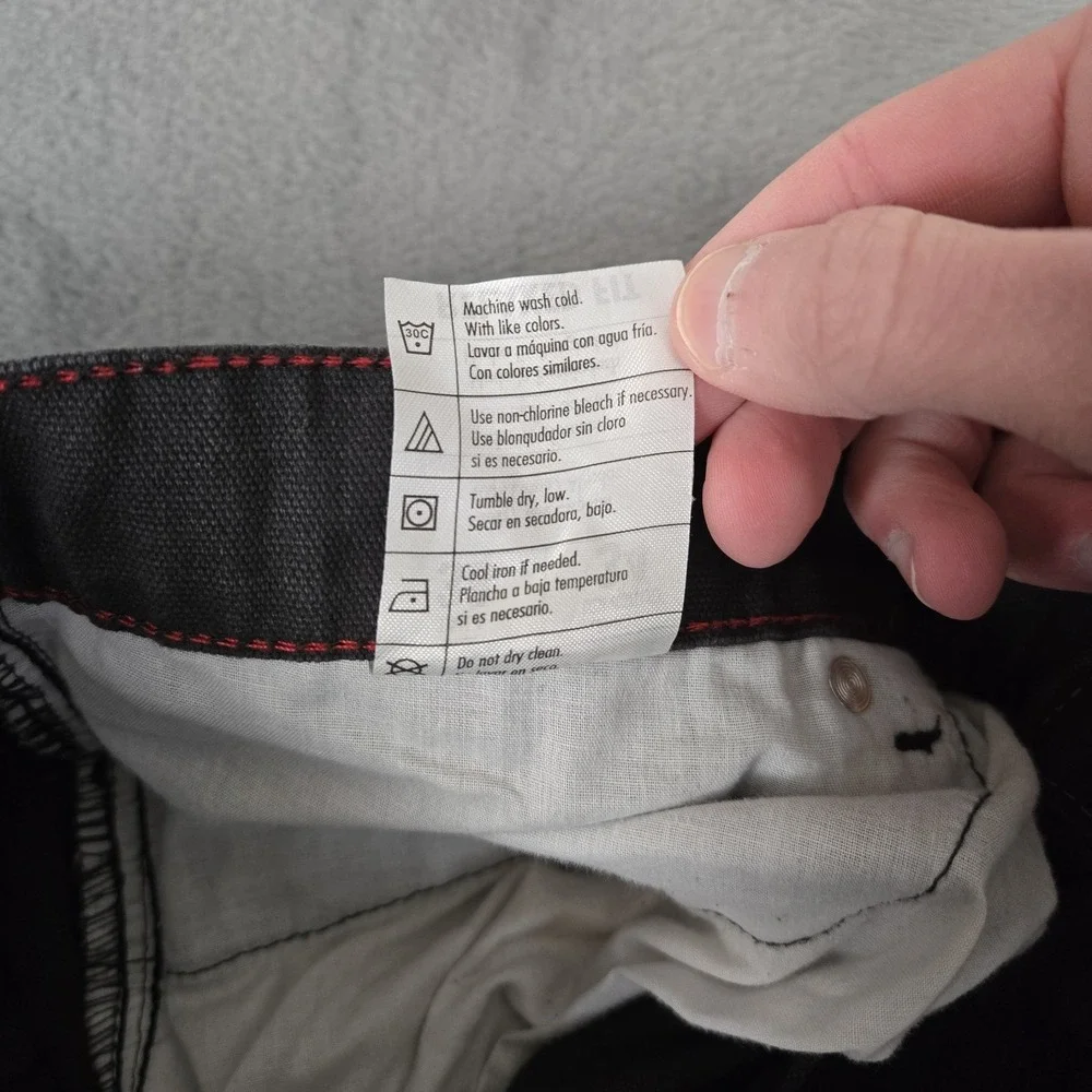 Eddie Bauer Jeans Mens 38x34 Black Canvas Stretch Classic Fit Straight‎ Workwear